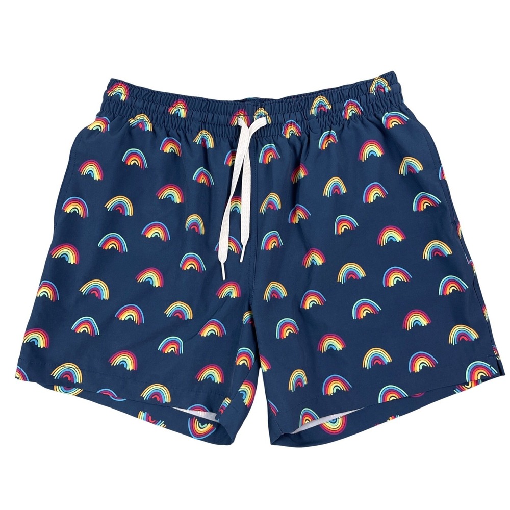 Chubbies The Rainbow Roads Classic Swim Trunk 5.5" Mens Medium Blue Rainbow